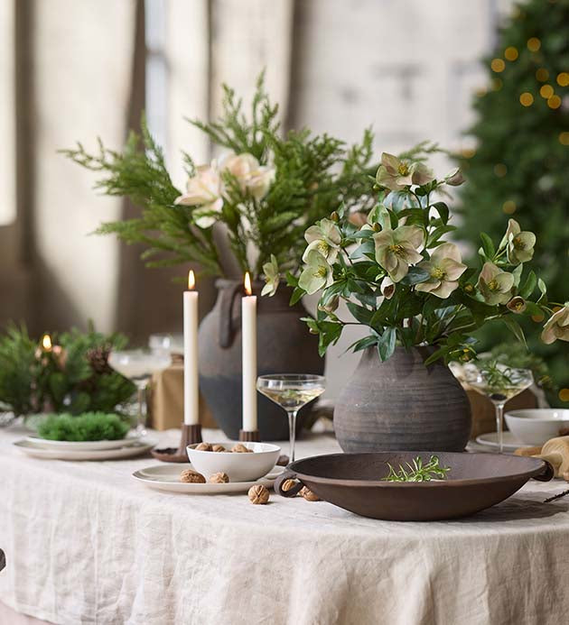 Julerose rosa/grøn, 63 cm