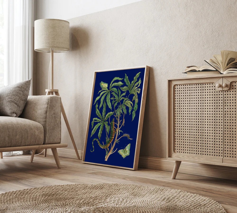 Jatropha Moth and Lezard 50 x 70 cm.