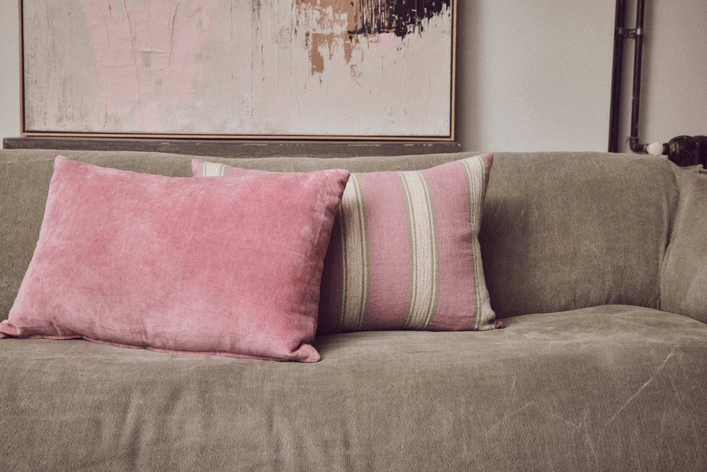 HKliving velour pude rosa - 60x40 cm