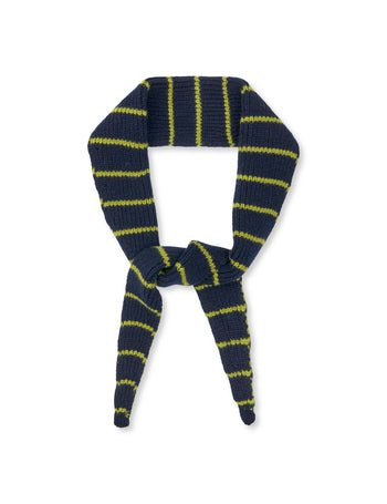 One Wool Momo Stripe Scarf – Sky Captain/Green Olive – Mads Nørgaard