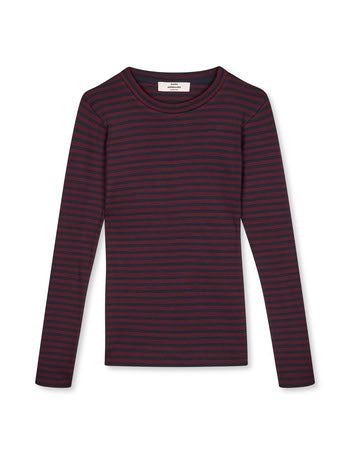 2x2 Cotton Stripe Tuba Tee LS – Sky Captain/Winetasting – Mads Nørgaard