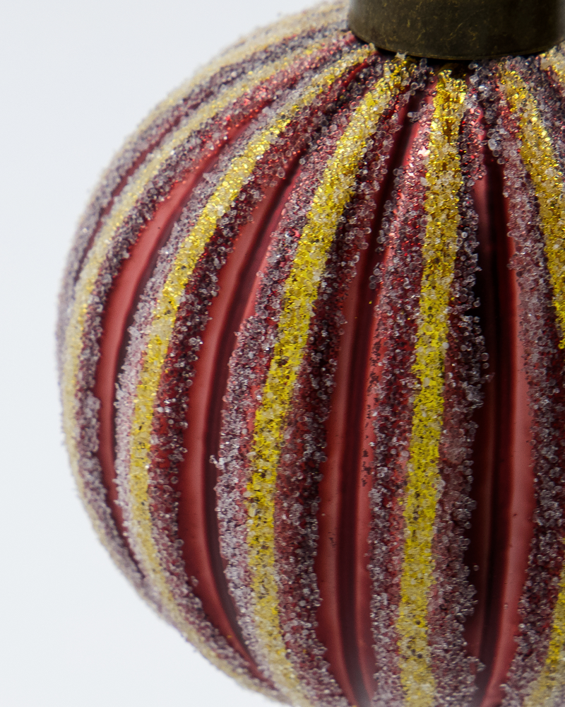 Ornament - smuk rød kugle med glimmer 8 cm. i dia