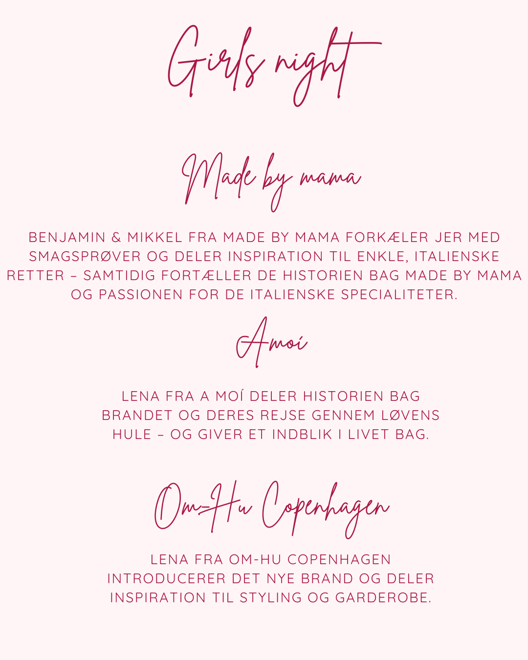 Girls Night d. 7 Maj kl. 18.30 - 20.30