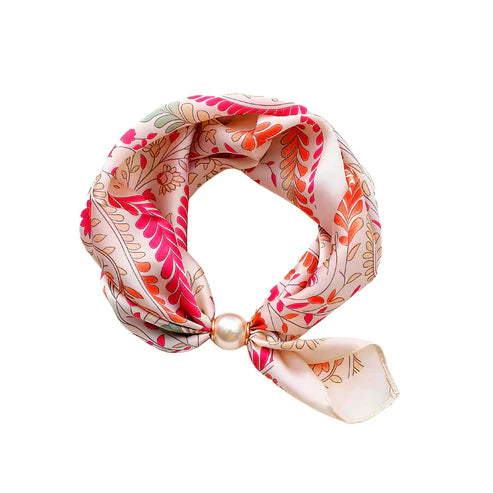Nova Tørklæde – Rosa / Orange / Taupe med perledetalje