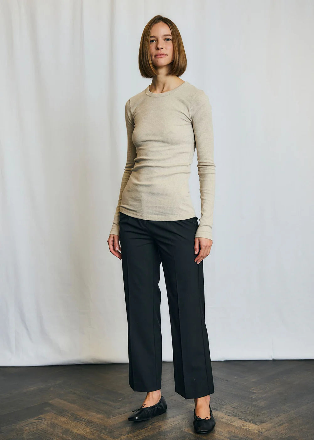 Langærmet T-shirt Margrethe - Off white