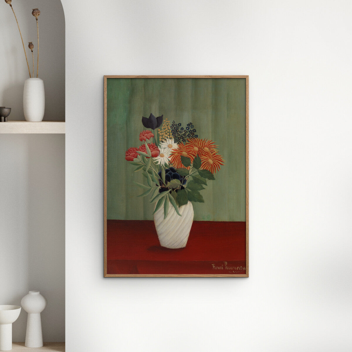 "Bouquet De Fleurs 02" af Henri Rousseau – 40x50 cm inkl. ramme