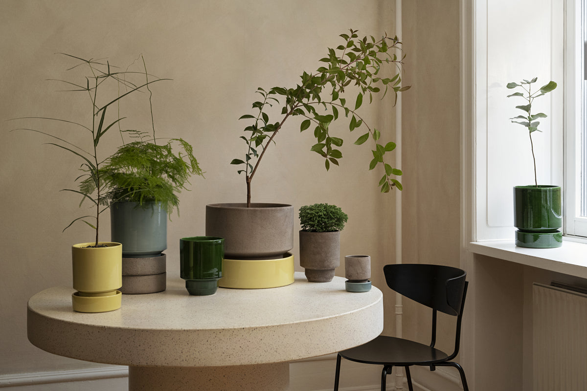 Hoff Potte Ø 21  uglaseret grå UDEN underskål