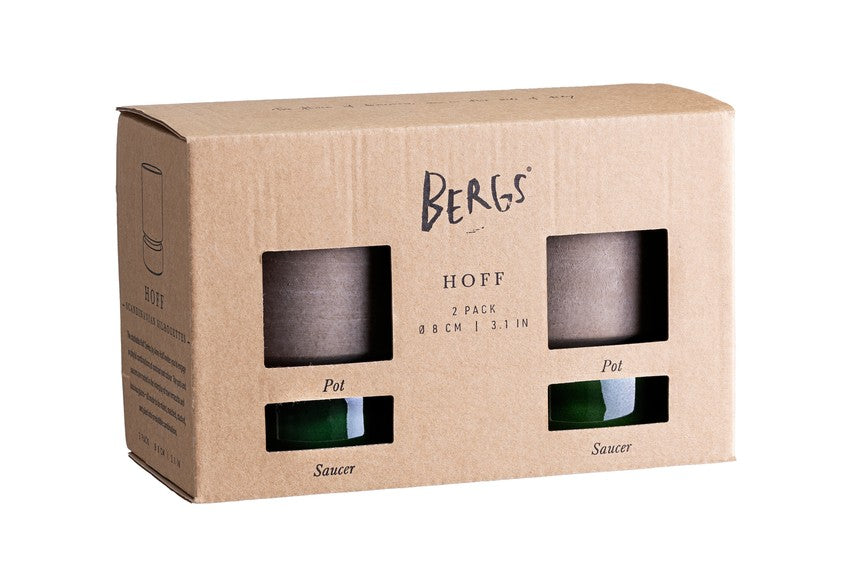 Hoff Potte Ø8 uglaseret med underskål Sæt af 2