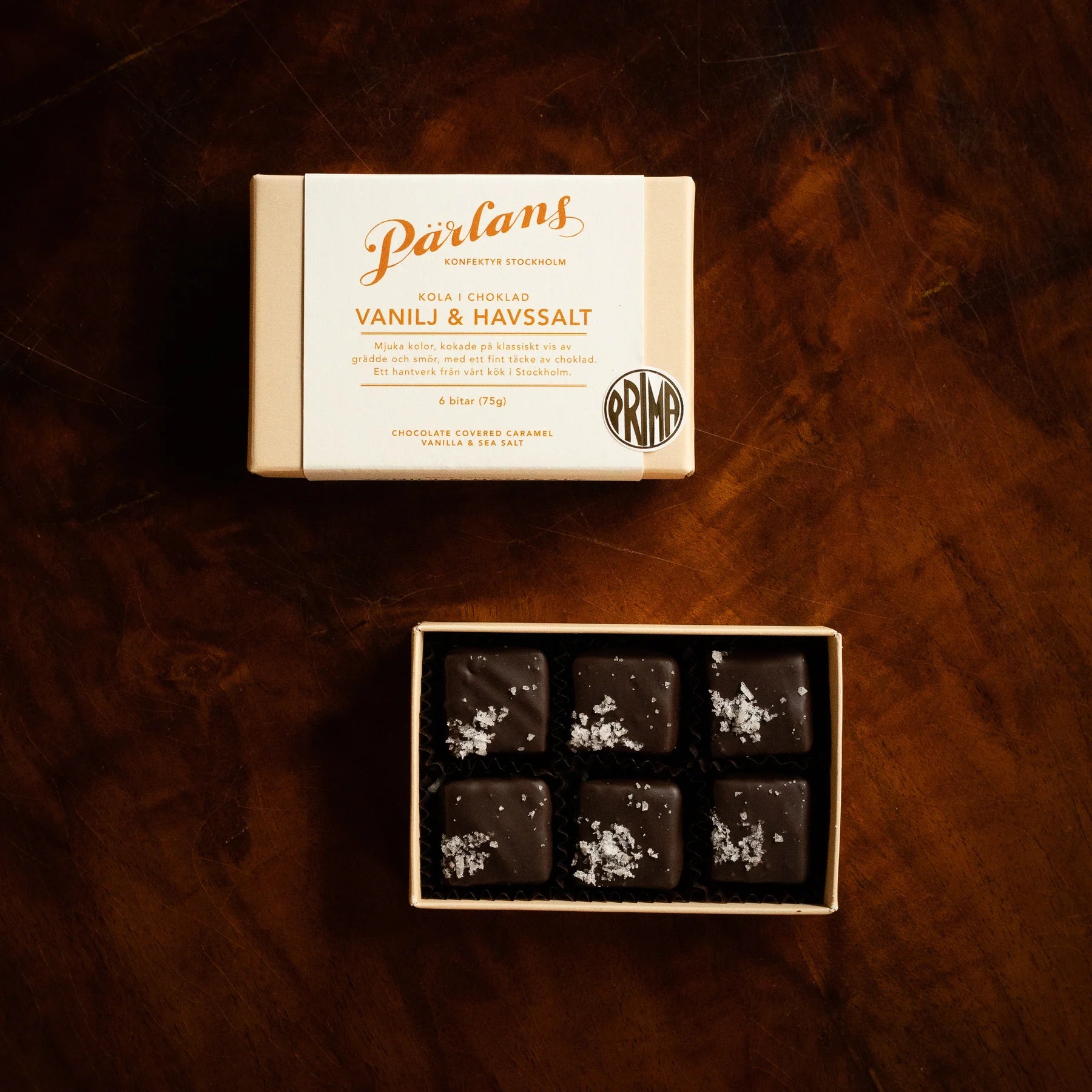 Pärlans – Vanilla & Sea Salt karameller med chokolade 6 stk.