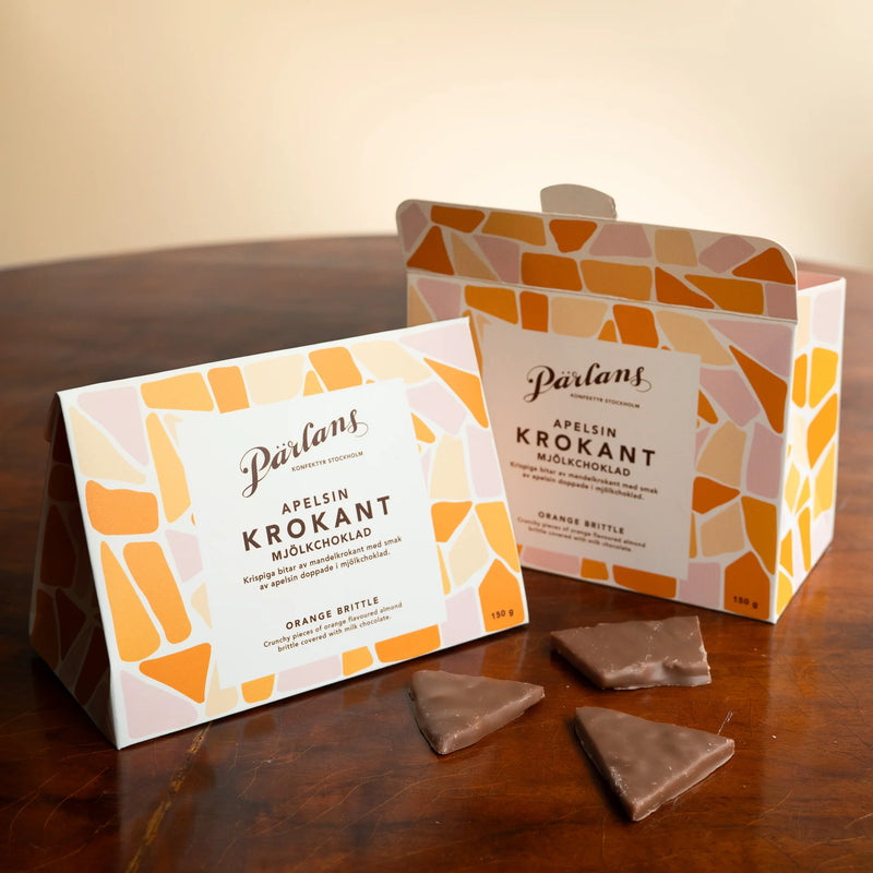 Pärlans – Orange Brittle med mælkechokolade