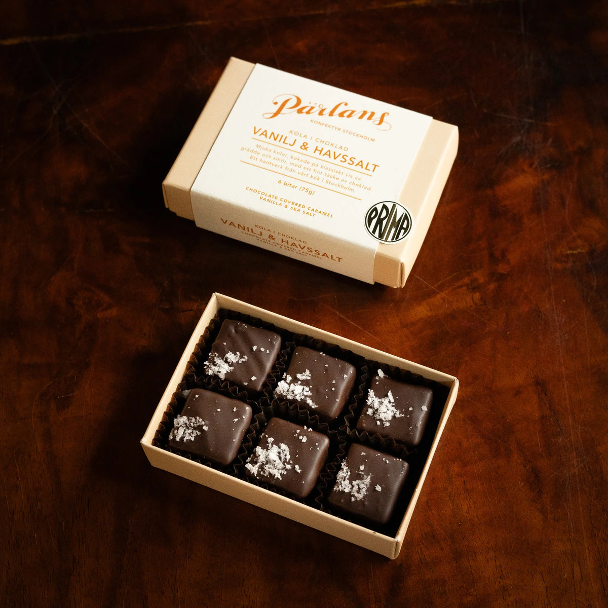 Pärlans – Vanilla & Sea Salt karameller med chokolade 6 stk.