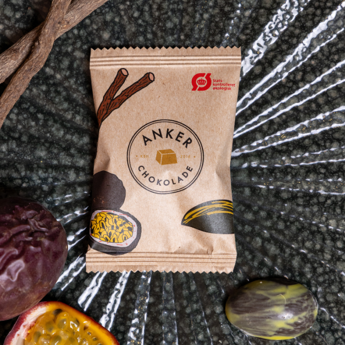 Flowpack Passion – Passionsfrugt, lakrids & mælkechokolade- Anker Chokolade