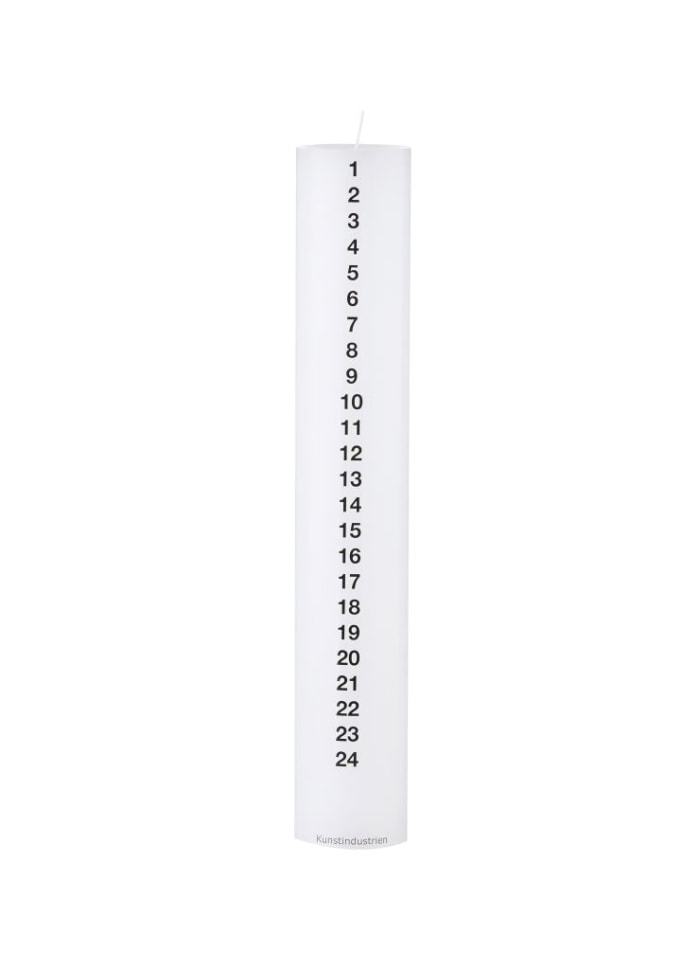 Kalenderlys 1-24 – Hvid/Sort 5 x 30 cm – Kunstindustrien