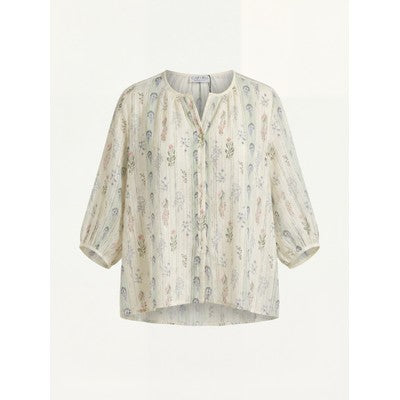 OM-HU Copenhagen onesize bluse White/Rose print | 3/4 ærmer