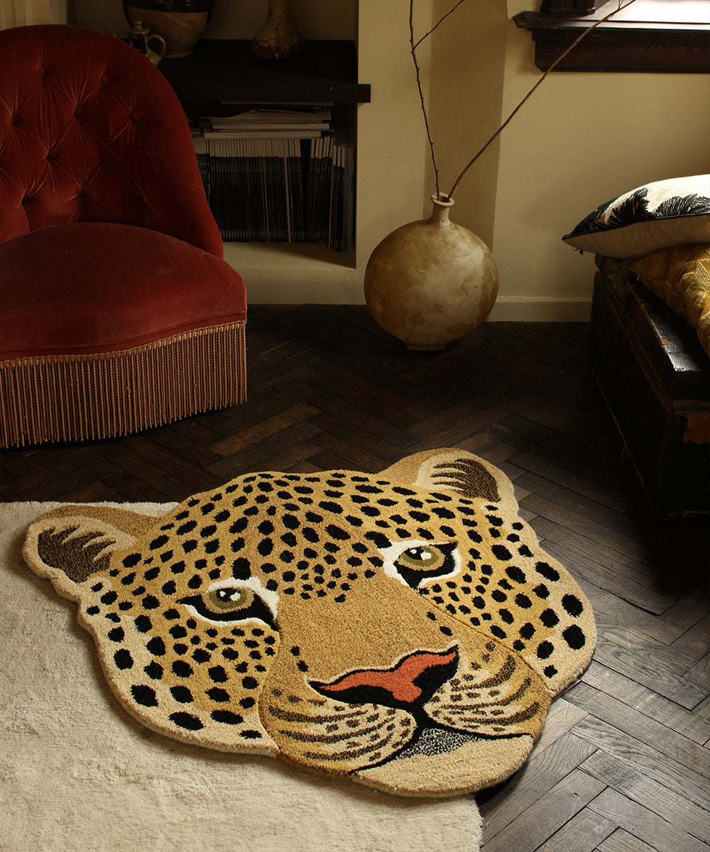 Tæppe - Himani Leopard head rug - Stor