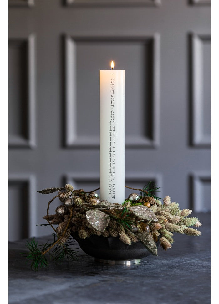 Kalenderlys Monoline – 6x40 cm. med guldtryk