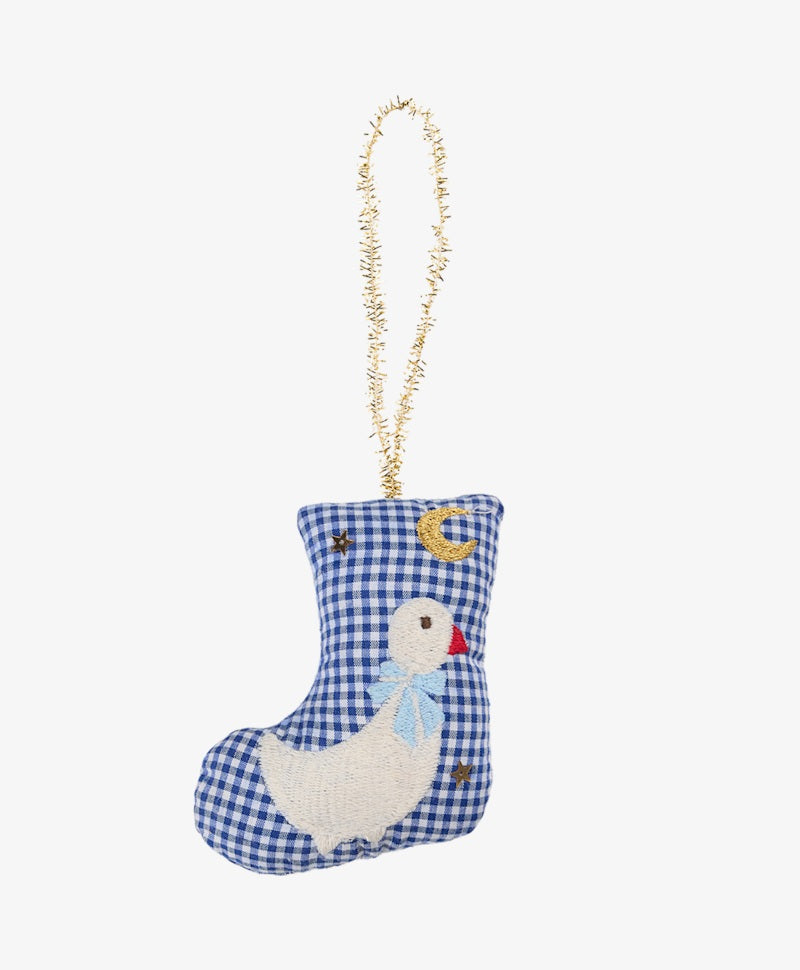 Sissel Edelbo Stocking Goose Ornament – Navy Checks