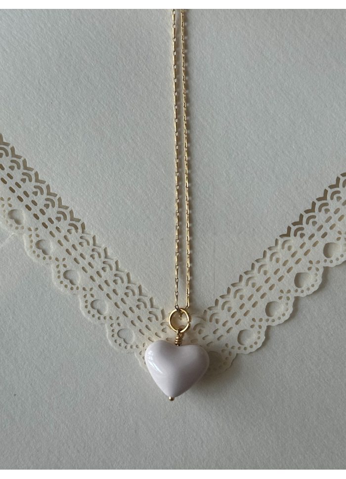 Amore Hjerte Vedhæng Guld - Ivory