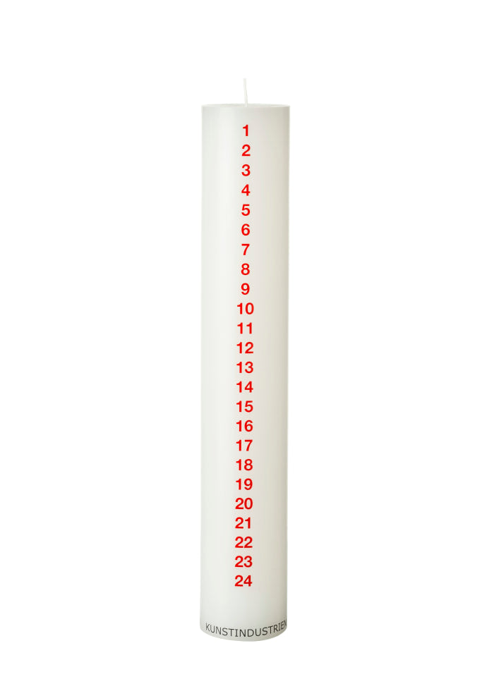 Kalenderlys 1-24 – Hvid 5 x 30 cm – Kunstindustrien