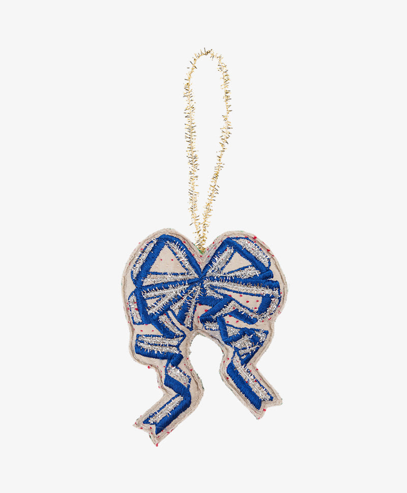 Sissel Edelbo Christmas Bow Ornament – Silver Blue