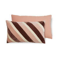 HKliving stribet fløjs pude rosa 60x35 cm