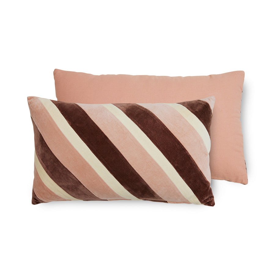 HKliving stribet fløjs pude rosa 60x35 cm